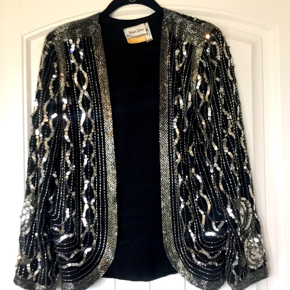 Vintage Neiman Marcus Jack Bryan Sequin Evening Jacket Sz 10